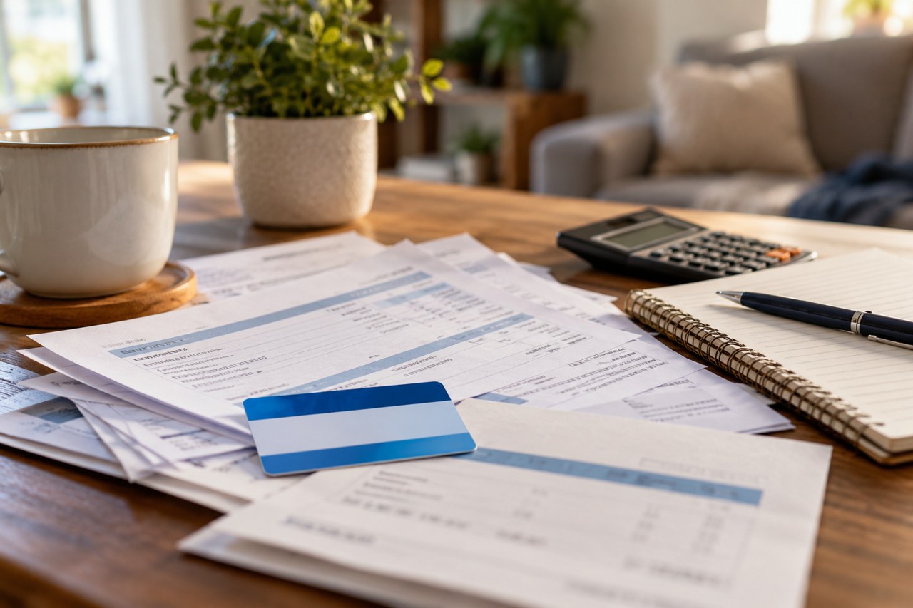 Who Pays Medical Bills After a California Accident? Medical bills and insurance documents on a home desk
