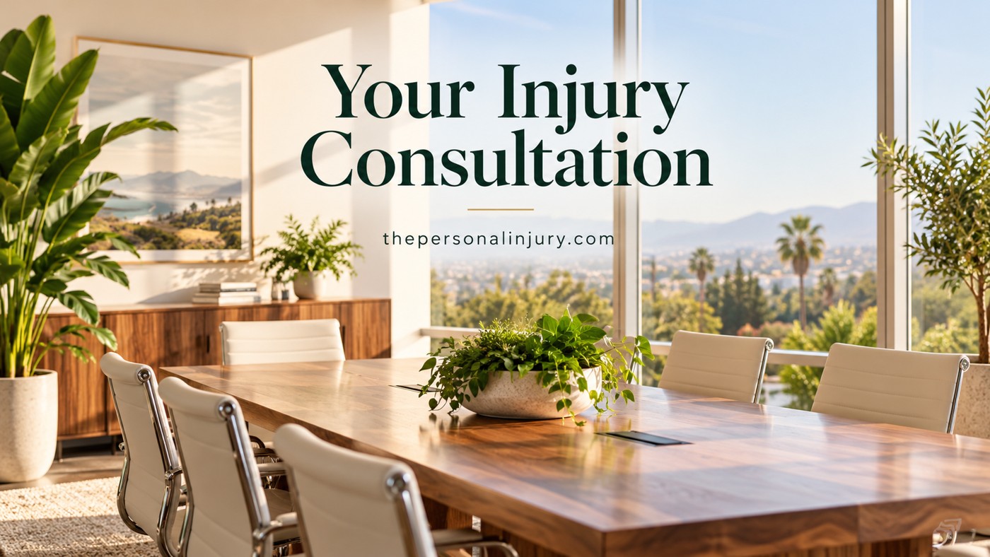Illustrative sunlit meeting room for an injury consultation
