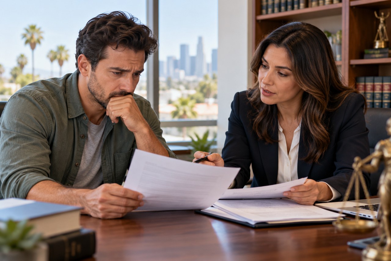 Five California Personal Injury Claim Myths Explained Attorney discussing injury claim information with a client