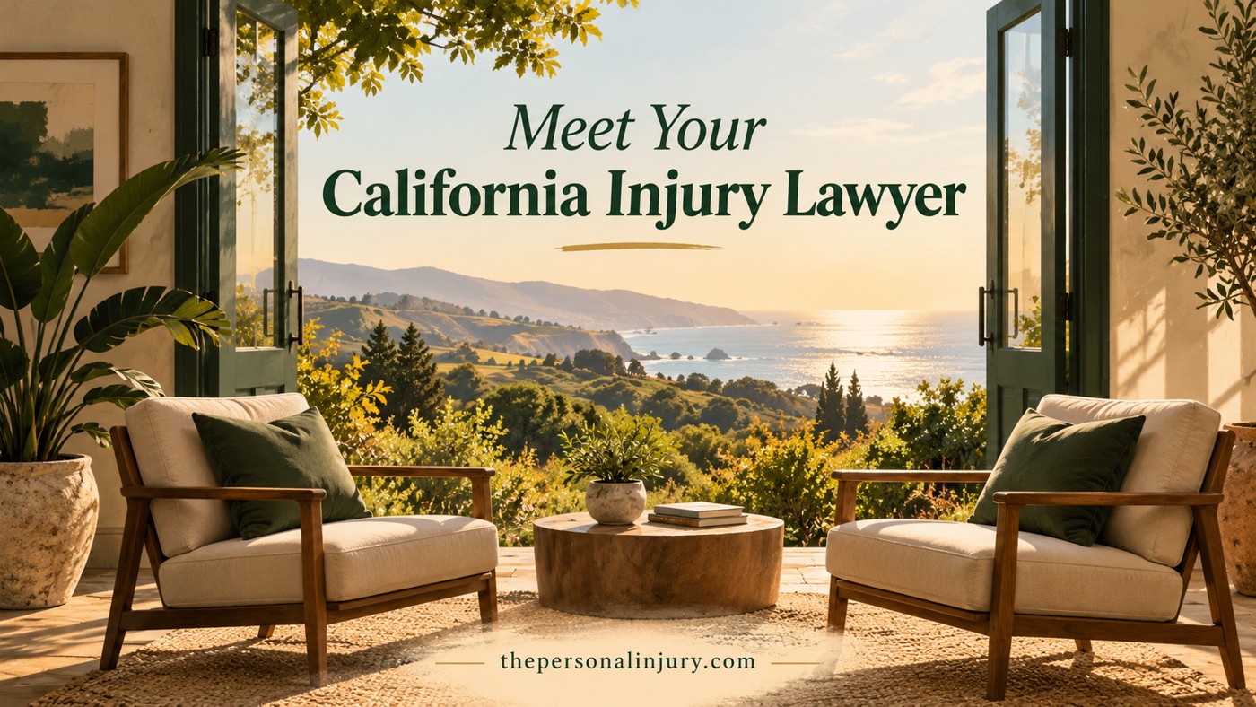 Meet Norman Fernandez: California Injury Attorney Illustrated consultation chairs facing a California landscape