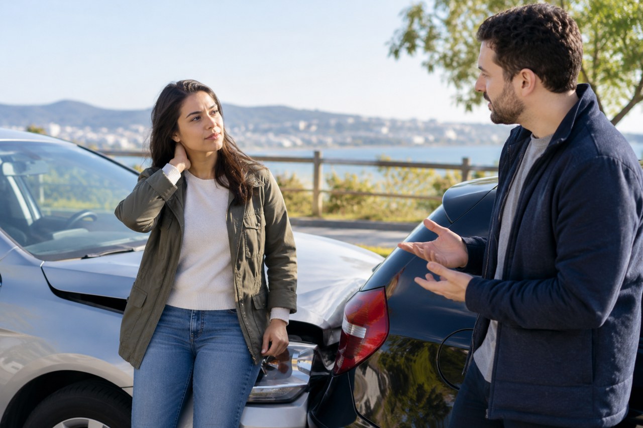 Said I’m Fine After an Accident? California Injury Claims Two people speaking beside a parked car after a minor collision